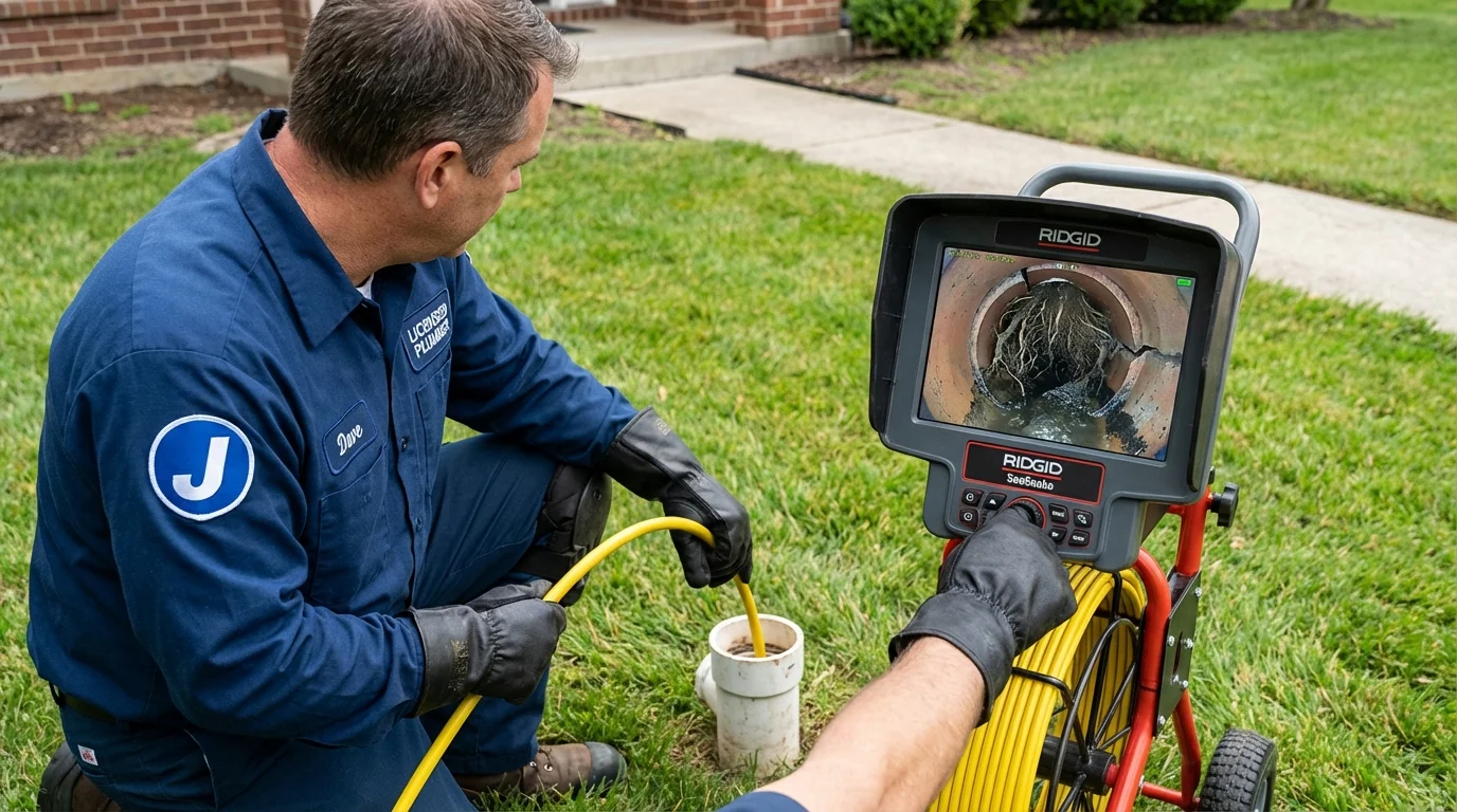 Sewer camera inspection being performed by Johns Plumbing LLC in Clifton