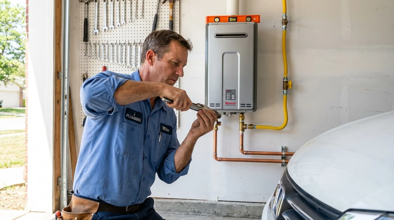 Tankless water heater installation by a Johns Plumbing LLC plumber in Clifton
