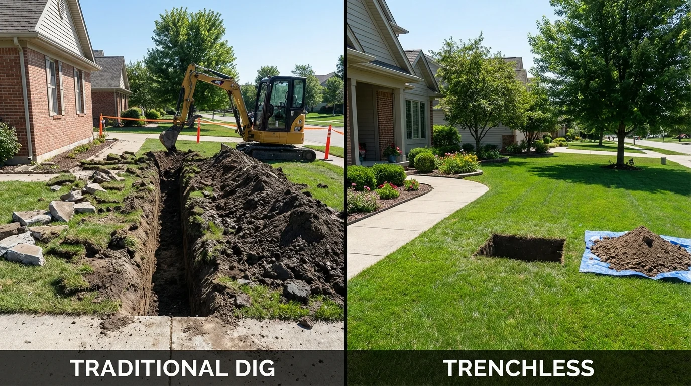 Trenchless sewer repair with minimal yard damage versus traditional excavation in Clifton, AZ